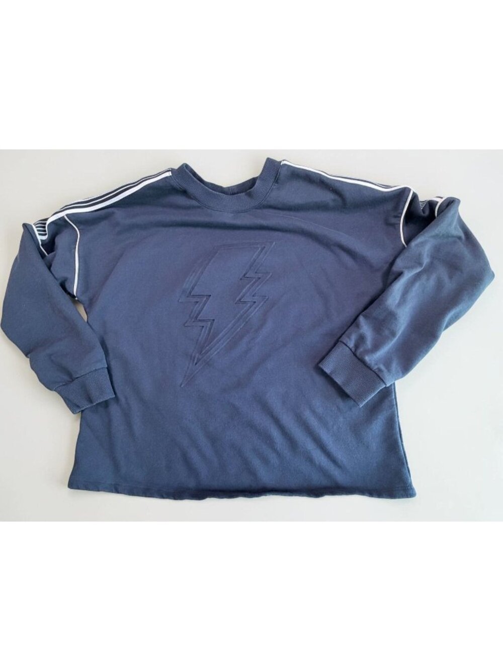 No Boundaries Navy Blue Sweatshirt Juniors XL Lightning Bolt Flash Embossed